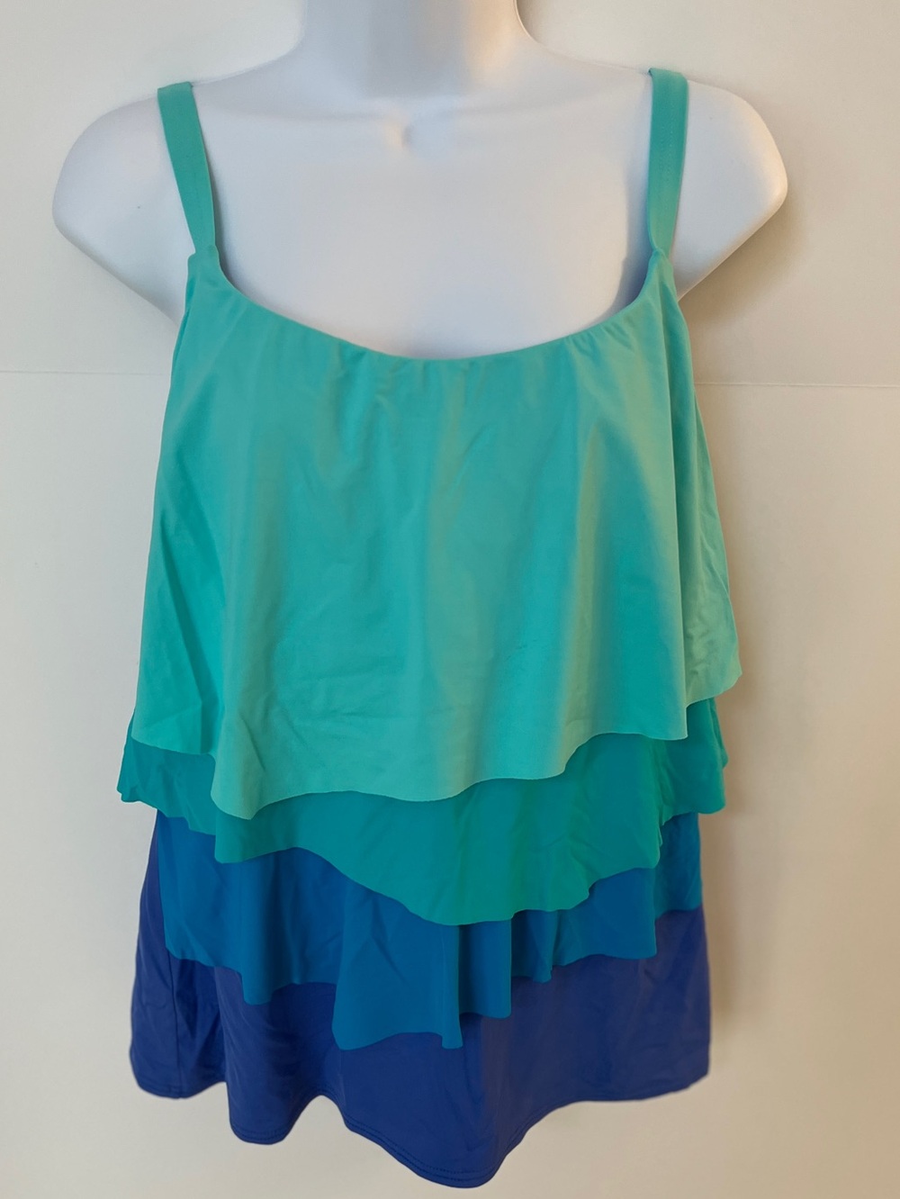Coco Reef Teal, Aqua & Royal Blue Layered Swim Tank Top